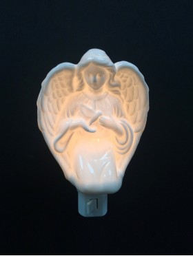 Porcelain Angel with Dove Night Light with Gift Box